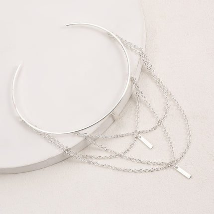 Brazalete Abierto De Cadena Metálica Ajustable Estilo Punk De Moda Para Mujer