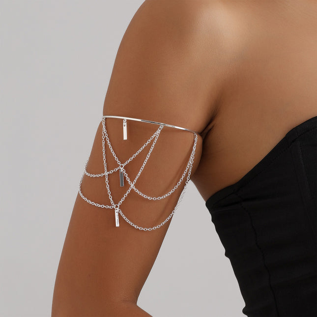 Brazalete Abierto De Cadena Metálica Ajustable Estilo Punk De Moda Para Mujer