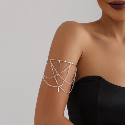 Brazalete Abierto De Cadena Metálica Ajustable Estilo Punk De Moda Para Mujer