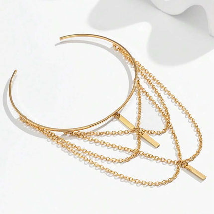 Brazalete Abierto De Cadena Metálica Ajustable Estilo Punk De Moda Para Mujer