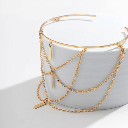 Brazalete Abierto De Cadena Metálica Ajustable Estilo Punk De Moda Para Mujer