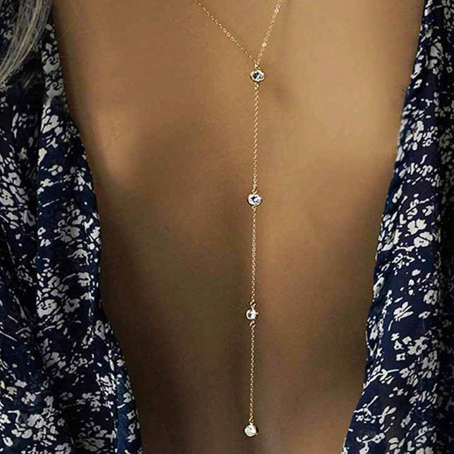 Cadena Sencillo Para El Cuerpo De La Espalda Con Borla De Gota De Agua Para Mujer