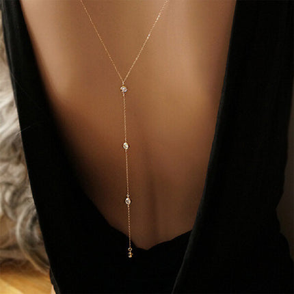 Cadena Sencillo Para El Cuerpo De La Espalda Con Borla De Gota De Agua Para Mujer