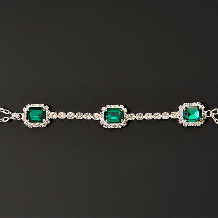 Cadena De Pecho Con Esmeralda Y Diamantes De Imitación Elegante Para Mujer