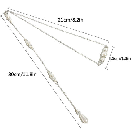 Cadena Elegante De La Espalda De Aleación Con Perlas Y Diamantes De Imitación