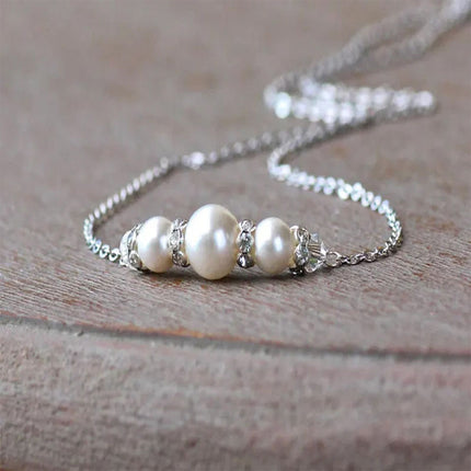 Cadena Elegante De La Espalda De Aleación Con Perlas Y Diamantes De Imitación