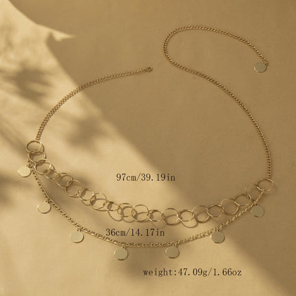 Cadena Casual De Moda De Cintura De Cobre De Doble Capa De Círulo Hueco Para Mujer