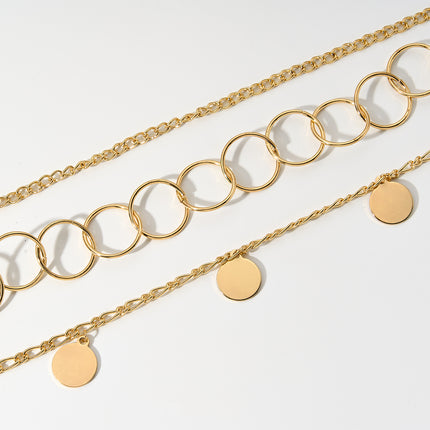 Cadena Casual De Moda De Cintura De Cobre De Doble Capa De Círulo Hueco Para Mujer