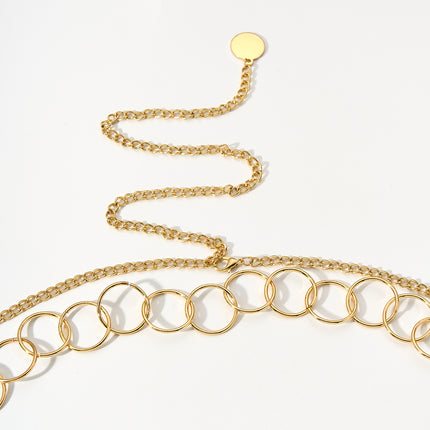 Cadena Casual De Moda De Cintura De Cobre De Doble Capa De Círulo Hueco Para Mujer