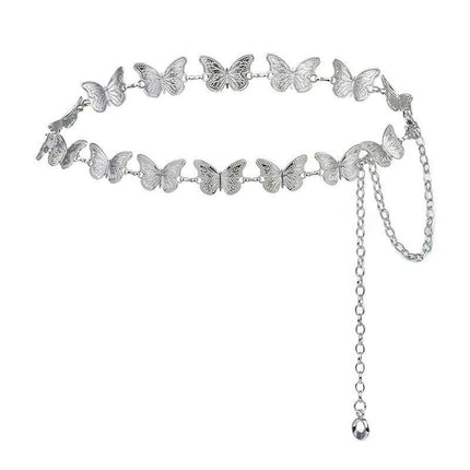 Cadena De Cintura De Aleación Con Mariposas En Relieve De Metal De Moda Para Mujer
