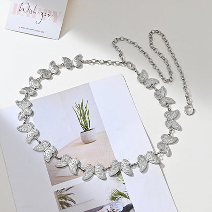 Cadena De Cintura De Aleación Con Mariposas En Relieve De Metal De Moda Para Mujer
