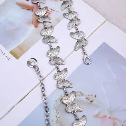 Cadena De Cintura De Aleación Con Mariposas En Relieve De Metal De Moda Para Mujer