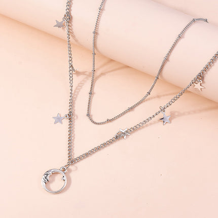 Cadena Sencilla De Cintura De Aleación De Doble Capa Con Colgante De Estrella Y Luna
