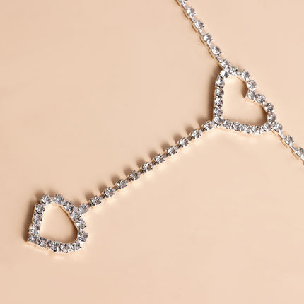 Cadena Metálica De Cintura Con Borlas De Una Sola Capa De Diamantes De Imitación Con Corazones