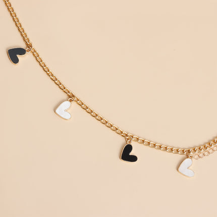 Cadena Metálica De Cintura Con Colgante De Corazones Brillantes Sencilla Casual