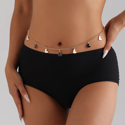 Cadena Metálica De Cintura Con Colgante De Corazones Brillantes Sencilla Casual