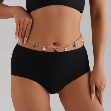 Cadena Metálica De Cintura Con Colgante De Corazones Brillantes Sencilla Casual