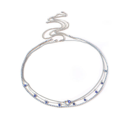 Cadena De Cintura De Aleación Con Bolas De Ojos Del Diablo Con Corazón Con Diamantes De Imitación
