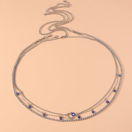 Cadena De Cintura De Aleación Con Bolas De Ojos Del Diablo Con Corazón Con Diamantes De Imitación