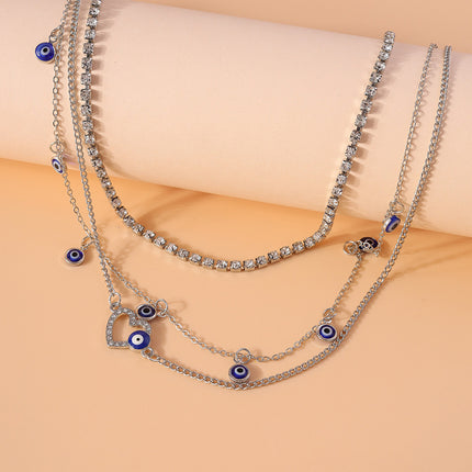 Cadena De Cintura De Aleación Con Bolas De Ojos Del Diablo Con Corazón Con Diamantes De Imitación