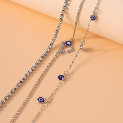 Cadena De Cintura De Aleación Con Bolas De Ojos Del Diablo Con Corazón Con Diamantes De Imitación