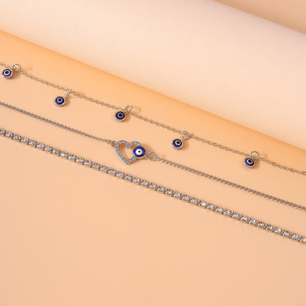 Cadena De Cintura De Aleación Con Bolas De Ojos Del Diablo Con Corazón Con Diamantes De Imitación