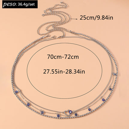 Cadena De Cintura De Aleación Con Bolas De Ojos Del Diablo Con Corazón Con Diamantes De Imitación