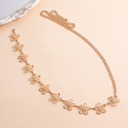 Cadena Metálica De Cintura Sencilla Para El Cuerpo De Flores Huecas Casual Para Mujer