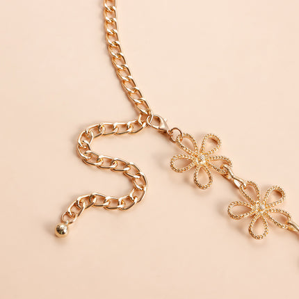 Cadena Metálica De Cintura Sencilla Para El Cuerpo De Flores Huecas Casual Para Mujer