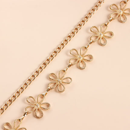 Cadena Metálica De Cintura Sencilla Para El Cuerpo De Flores Huecas Casual Para Mujer