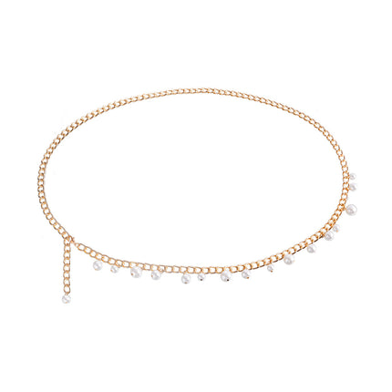 Cadena Metálica De Cintura Con Borlas De Perlas De Imitación Elegante Para Mujer De Moda