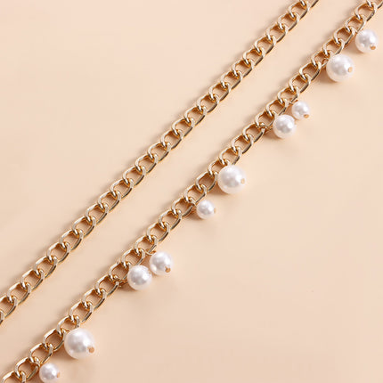 Cadena Metálica De Cintura Con Borlas De Perlas De Imitación Elegante Para Mujer De Moda