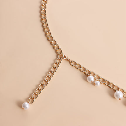 Cadena Metálica De Cintura Con Borlas De Perlas De Imitación Elegante Para Mujer De Moda