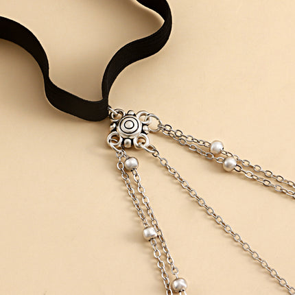 Cadena Elegante Para El Cuerpo De Doble Capa Con Bolas Y Banda Elástica Para Mujer