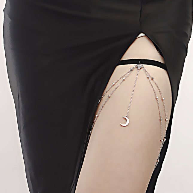 Cadena Elegante Para El Cuerpo De Doble Capa Con Bolas Y Banda Elástica Para Mujer