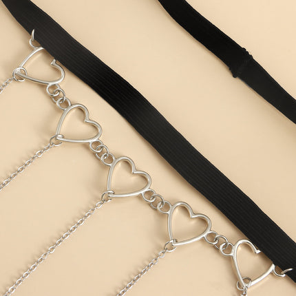 Cadena Sencilla De Pierna Con Borla Para El Cuerpo Con Banda Elástica Con Corazón