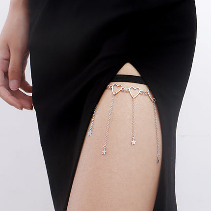 Cadena Sencilla De Pierna Con Borla Para El Cuerpo Con Banda Elástica Con Corazón
