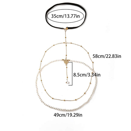 Cadena De Aleación Elegante Multicapa De Pierna Con Perlas Con Banda Elástica
