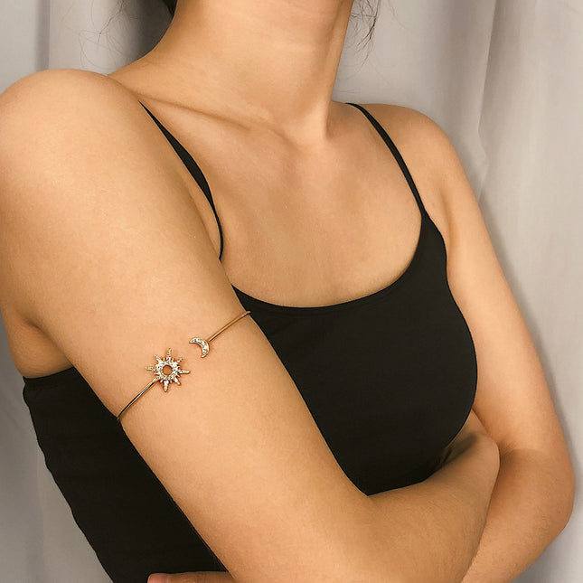 Brazalete Sencillo De Aleación Cadenas Para El Cuerpo De Sol Y Luna De Moda Clásica