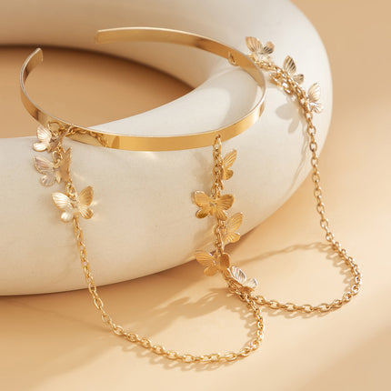 Brazalete Metálico Sencillo De Hierro Con Mariposas Casual De Moda Para Mujer