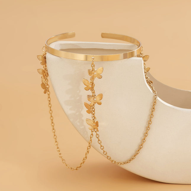 Brazalete Metálico Sencillo De Hierro Con Mariposas Casual De Moda Para Mujer