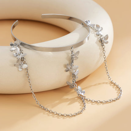 Brazalete Metálico Sencillo De Hierro Con Mariposas Casual De Moda Para Mujer