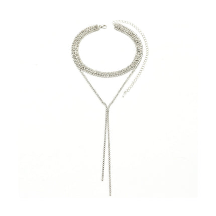 Cadena Multicapa Para El Cuerpo Collar De Diamantes De Imitación Con Borla Elegante Para Mujer