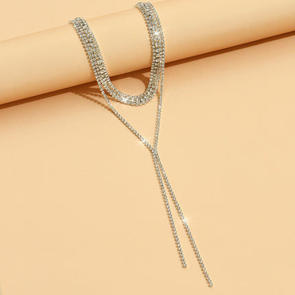 Cadena Multicapa Para El Cuerpo Collar De Diamantes De Imitación Con Borla Elegante Para Mujer
