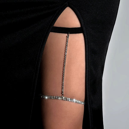 Cadena De Pierna Para El Cuerpo Sexy Con Banda Elástica Con Diamantes De Moda