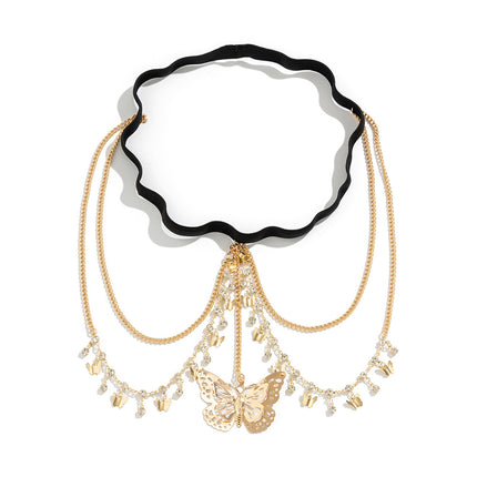Cadena Sexy Y Pura De Pierna Para El Cuerpo Con Diamantes Y Mariposas De Aleación