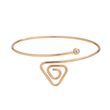 Brazalete Abierto Con Estampado De Espirales Pulsera Sencilla De Metal Para Mujer