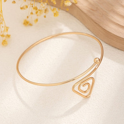 Brazalete Abierto Con Estampado De Espirales Pulsera Sencilla De Metal Para Mujer