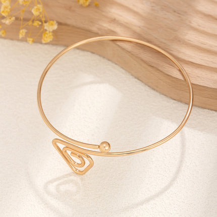 Brazalete Abierto Con Estampado De Espirales Pulsera Sencilla De Metal Para Mujer