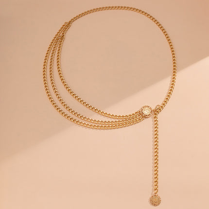Cadena De Cintura Para El Cuerpo De Estilo De Cabeza De Reina Retro De Aleación Para Mujer